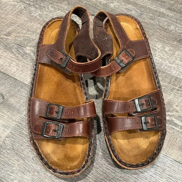 NAOT Brown Leather Buckle Sandals