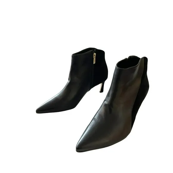 Naturalizer Black Leather Suede Heeled Ankle Boots Booties NEW Sz 8