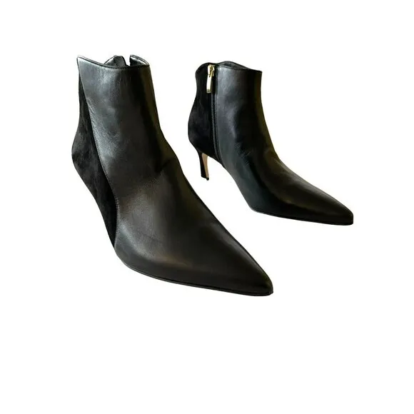 Naturalizer Black Leather Suede Heeled Ankle Boots Booties NEW Sz 8