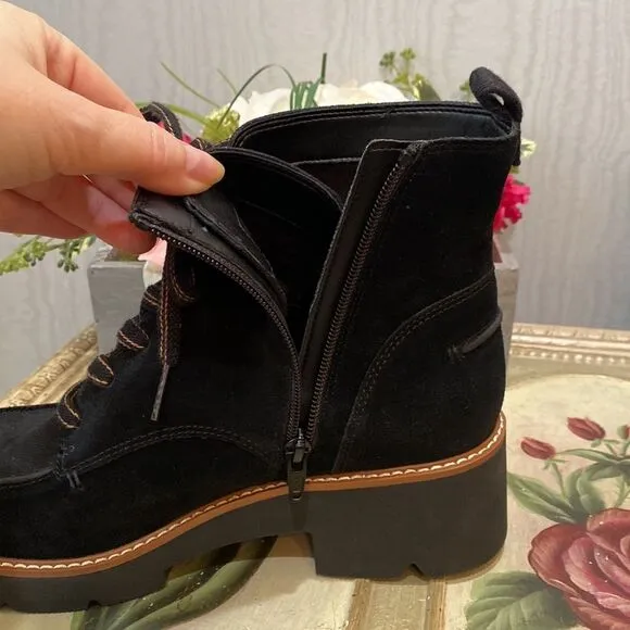 Naturalizer Dara Suede Canvas Lug Sole Ankle Combat Boots Sz 9W