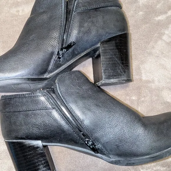 Naturalizer HARLEY Black Leather Ankle Boots Size 10 M