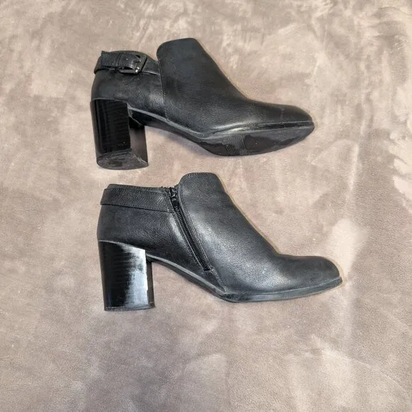 Naturalizer HARLEY Black Leather Ankle Boots Size 10 M