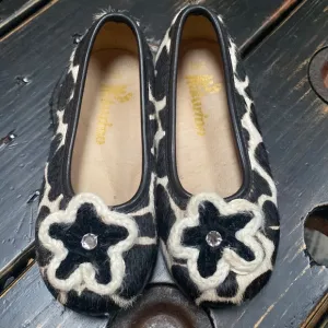 Naturino Animal Print Leather &amp; Calf Hair Ballerina Flats
