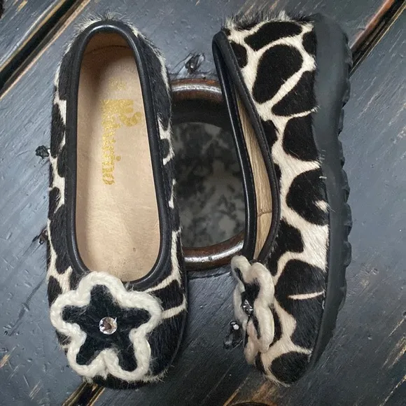 Naturino Animal Print Leather &amp; Calf Hair Ballerina Flats