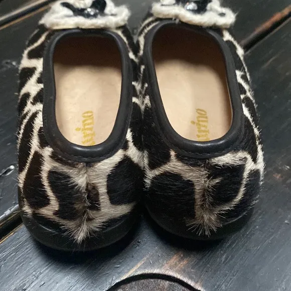 Naturino Animal Print Leather &amp; Calf Hair Ballerina Flats