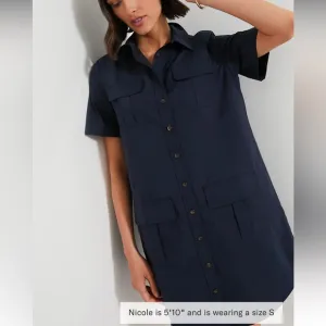 Navy Lightweight Poplin Nala Dress