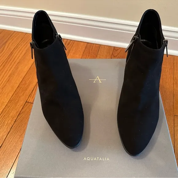 NEW! Aquatalia Black Suede Ankle Boots Size 9