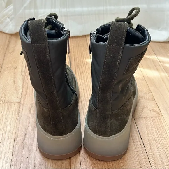 NEW Aquatalia Olive Green Suede Aisa Lace Up Ankle Combat Side Zip Boot size 5.5