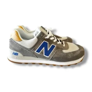 New Balance 574 Men's Size 8.5 Castlerock Team Royal Suede Shoes Rare Colorway