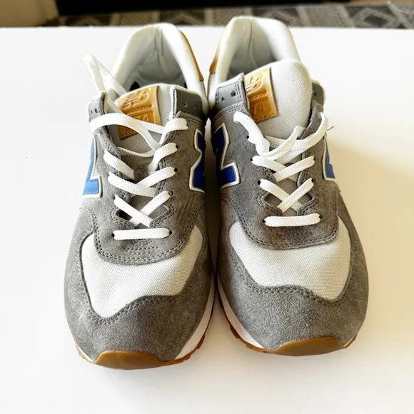 New Balance 574 Men's Size 8.5 Castlerock Team Royal Suede Shoes Rare Colorway