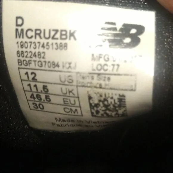 New Balance MCRUZBK Fresh Foam Cruz v2 Running Shoes Sockfit Mens Size 12