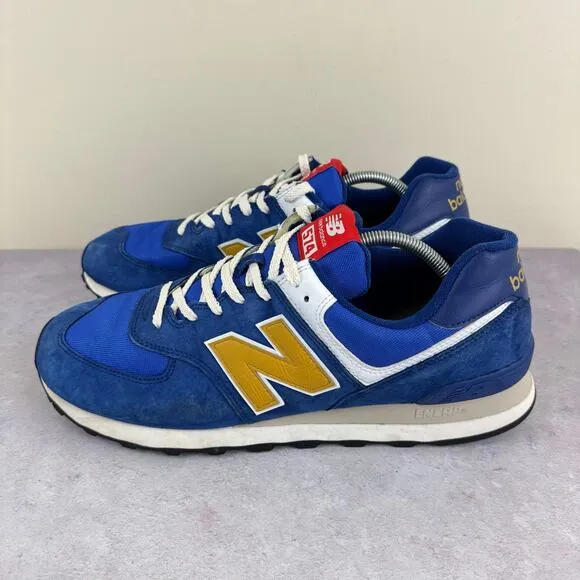 New Balance Shoes Men's 14 D 574 Heritage Blue Suede Yellow Sneakers U574HBG