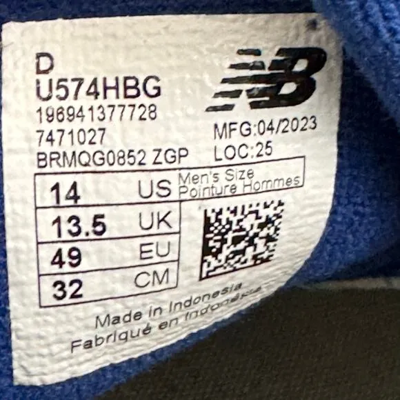 New Balance Shoes Men's 14 D 574 Heritage Blue Suede Yellow Sneakers U574HBG