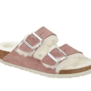 NEW Birkenstock Pink Suede Arizona Fur lined Size 36