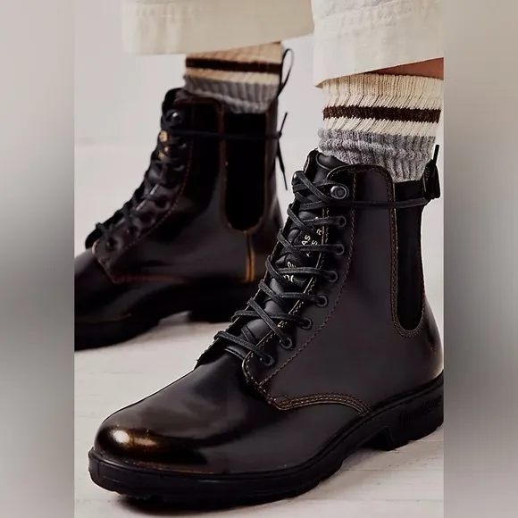 New Blundstone Lace Up Gore Boots Patent Leather US 8.5