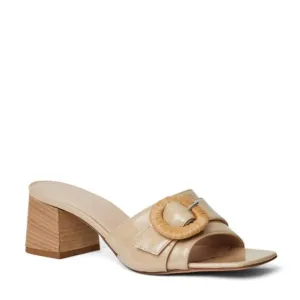 NEW Bruno Magli Page Slide Sandals Womens 9.5 Beige Shiny Chic Luxury Designer