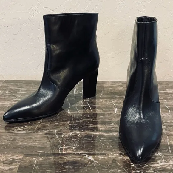NEW Capezzani Italian Black Leather Ankle Boots