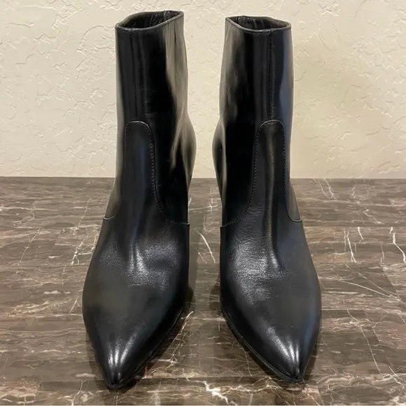 NEW Capezzani Italian Black Leather Ankle Boots