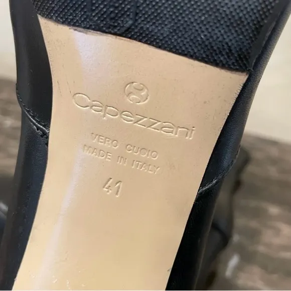 NEW Capezzani Italian Black Leather Ankle Boots