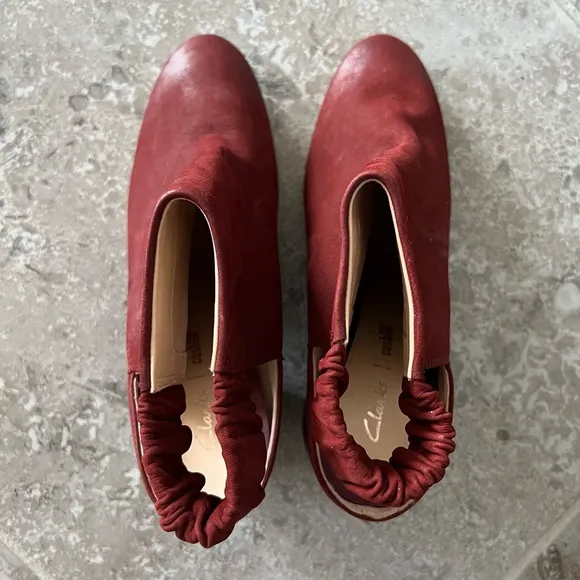 NEW Clarks Grace Margot Rust Nubuck Leather Ankle Boots, Size UK 6 US 8½