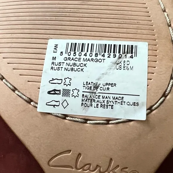 NEW Clarks Grace Margot Rust Nubuck Leather Ankle Boots, Size UK 6 US 8½