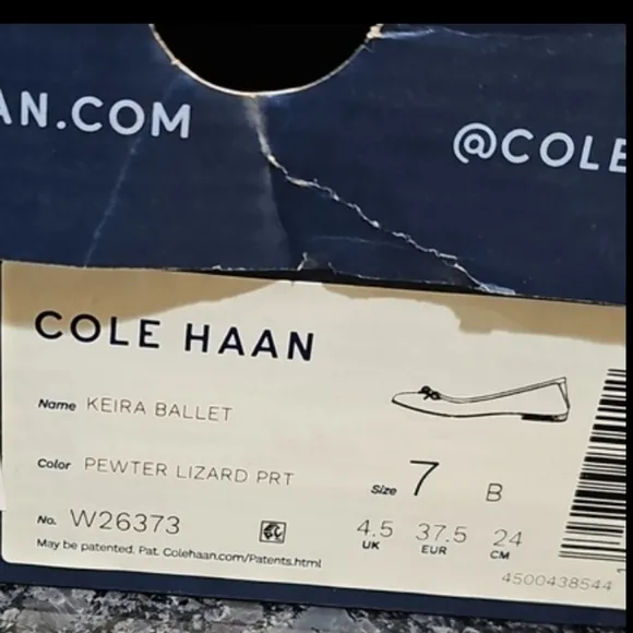 NEW Cole Haan Shoes Keira Ballet Flats Slip-On 7 Leather Pewter