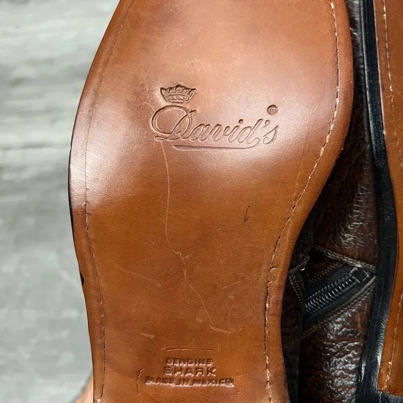 NEW Davids Brown Genuine Sharkskin Ankle Boots 11 D
