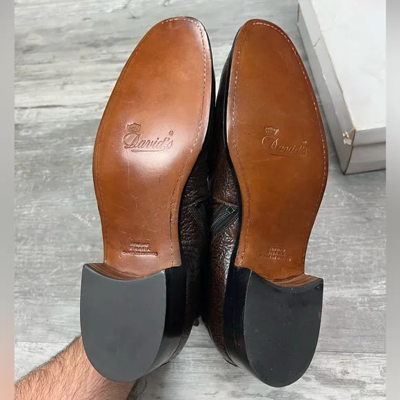NEW Davids Brown Genuine Sharkskin Ankle Boots 11 D