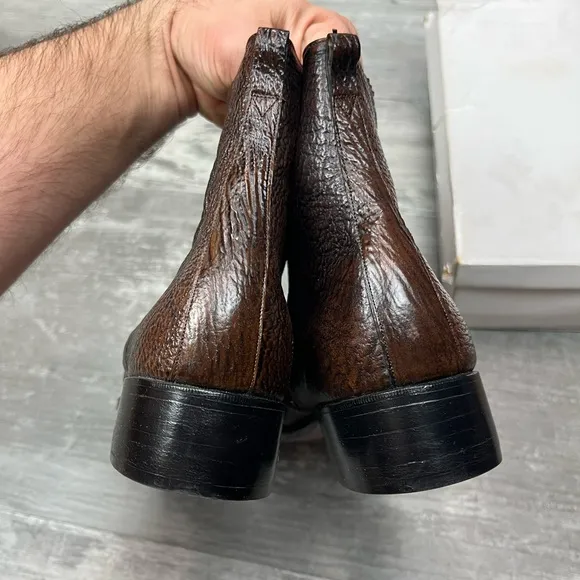 NEW Davids Brown Genuine Sharkskin Ankle Boots 11 D