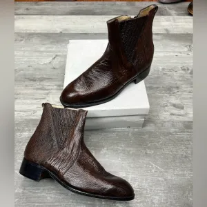 NEW Davids Brown Genuine Sharkskin Ankle Boots 11 D