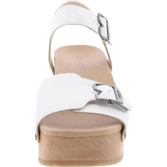 NEW DR. SCHOLL'S Leather Original Love Comfort Heeled Sandals white 254 3MT7