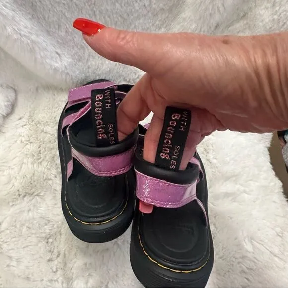 NEW Dr.Martens Junior Klaire Pink Glitter Straps Sandals 5