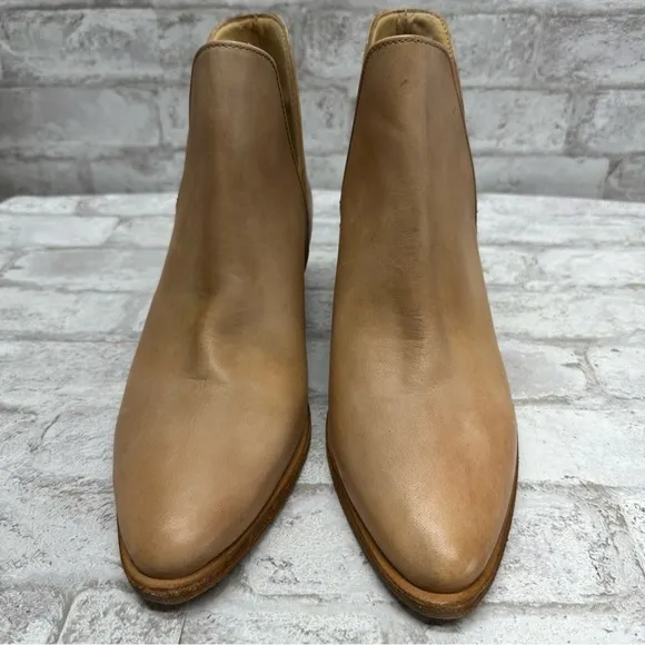 NEW Free People Charm Double V 7.5 Tan Buttery Soft Leather Western Ankle boots