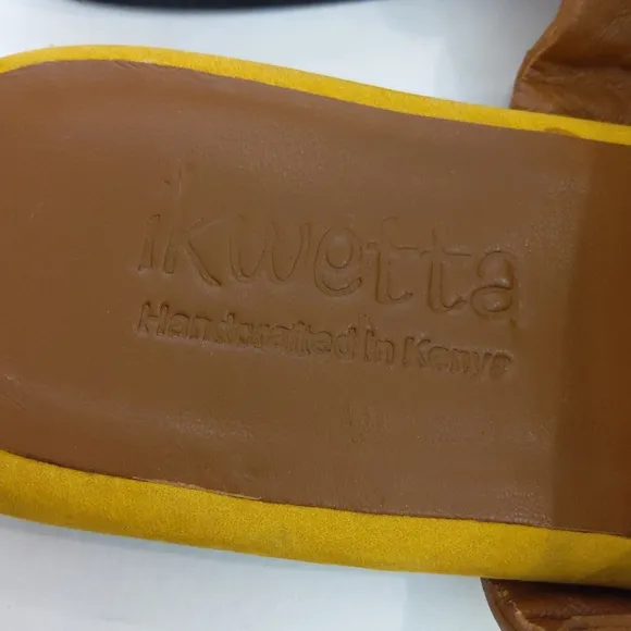 NEW ! Ikwetta beaded  suede yellow mule  shoes