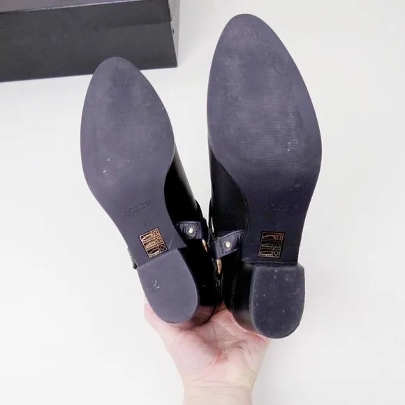 new! J. crew ankle booties leather moto zip up gold hardware straps buckles