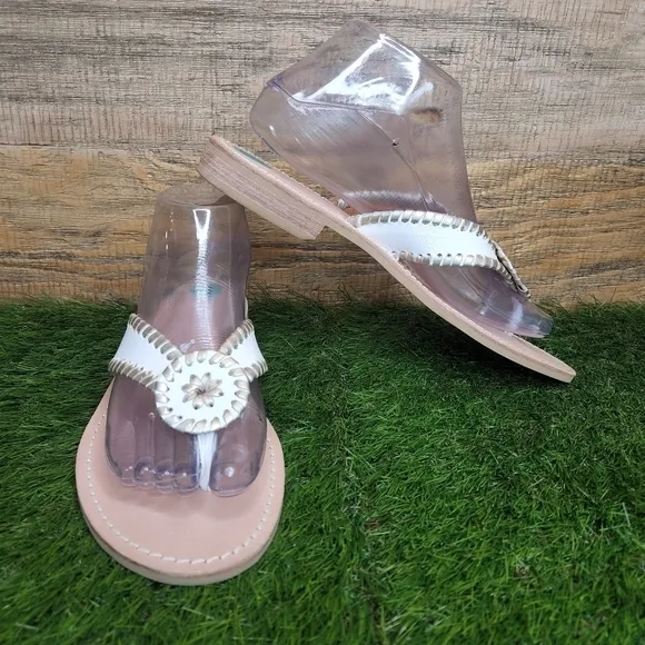 New Jack Rogers Ro Platinum &amp; White Sandals 8.0