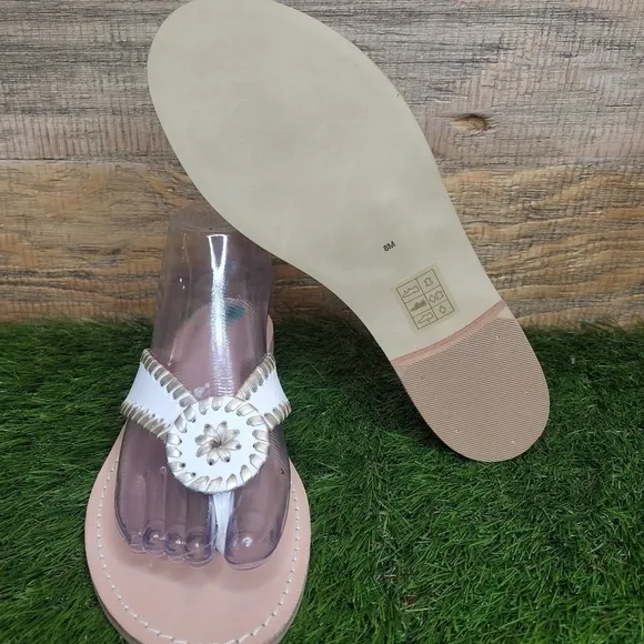 New Jack Rogers Ro Platinum &amp; White Sandals 8.0