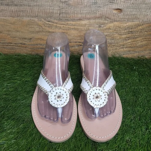 New Jack Rogers Ro Platinum &amp; White Sandals 8.0