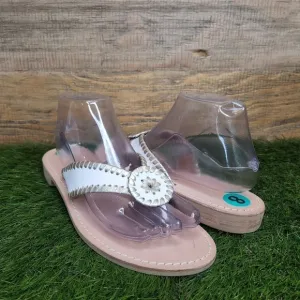 New Jack Rogers Ro Platinum &amp; White Sandals 8.0