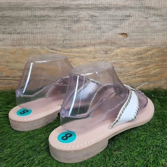 New Jack Rogers Ro Platinum &amp; White Sandals 8.0