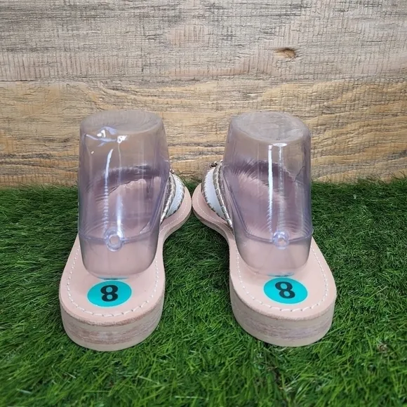 New Jack Rogers Ro Platinum &amp; White Sandals 8.0