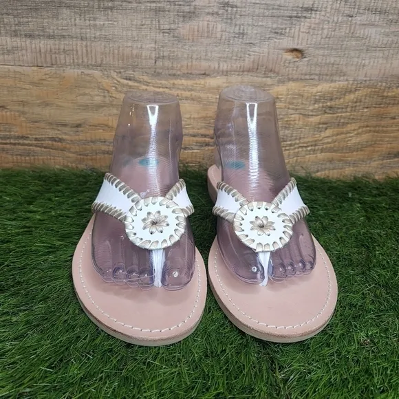New Jack Rogers Ro Platinum &amp; White Sandals 8.0