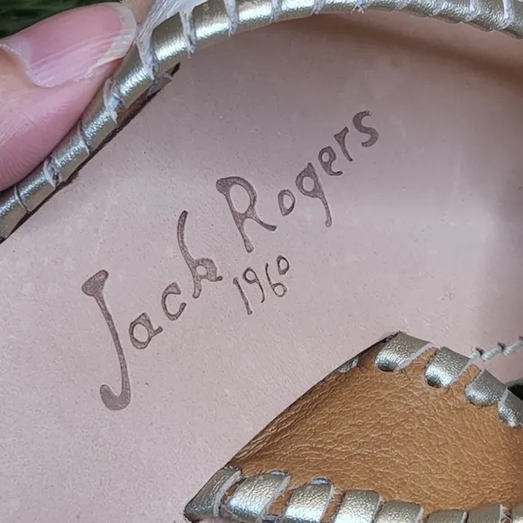 New Jack Rogers Ro Platinum &amp; White Sandals 8.0