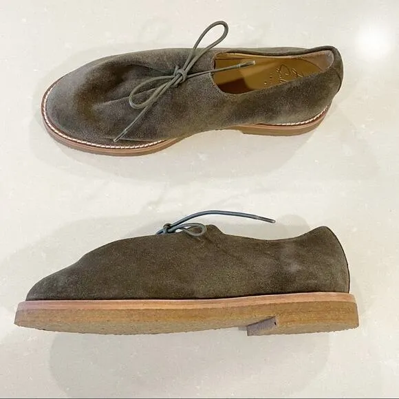NEW Jacques Soloviere Ray Olive Suede Leather Shoes 37