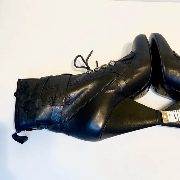 New Jerome C. Rousseau Leather Ankle Lace-Up Boots Size 37