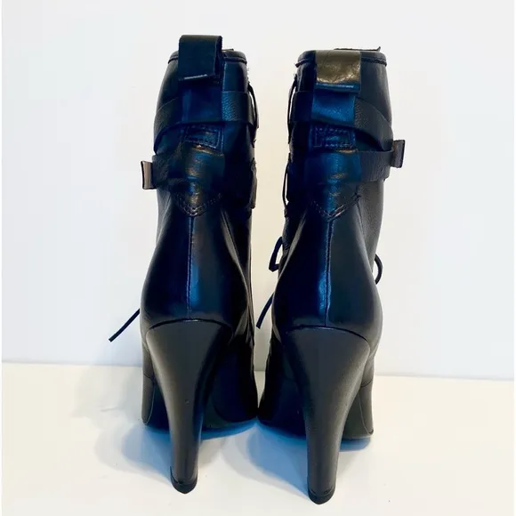 New Jerome C. Rousseau Leather Ankle Lace-Up Boots Size 37