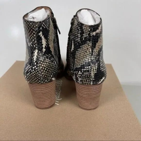NEW Madewell Snakeskin Print Leather Rosie Ankle Boots Women's Size 7