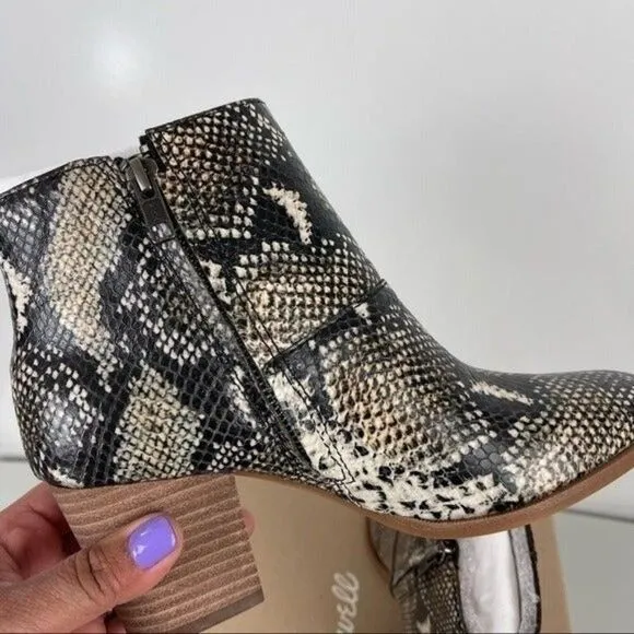NEW Madewell Snakeskin Print Leather Rosie Ankle Boots Women's Size 7