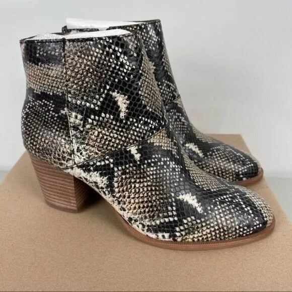 NEW Madewell Snakeskin Print Leather Rosie Ankle Boots Women's Size 7