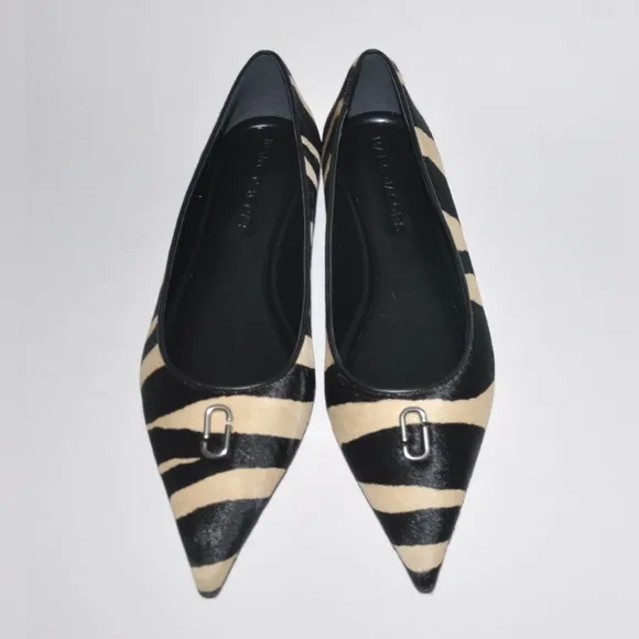 NEW Marc Jacobs Women's Pointy Toe Ballerina Flats Zebra Pony Hair Size 11 $295